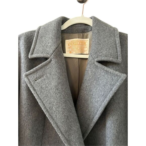Pendleton Vintage Oversized Buttoned Virgin Wool Trench Coat Womens Gray Size - Picture 4 of 6